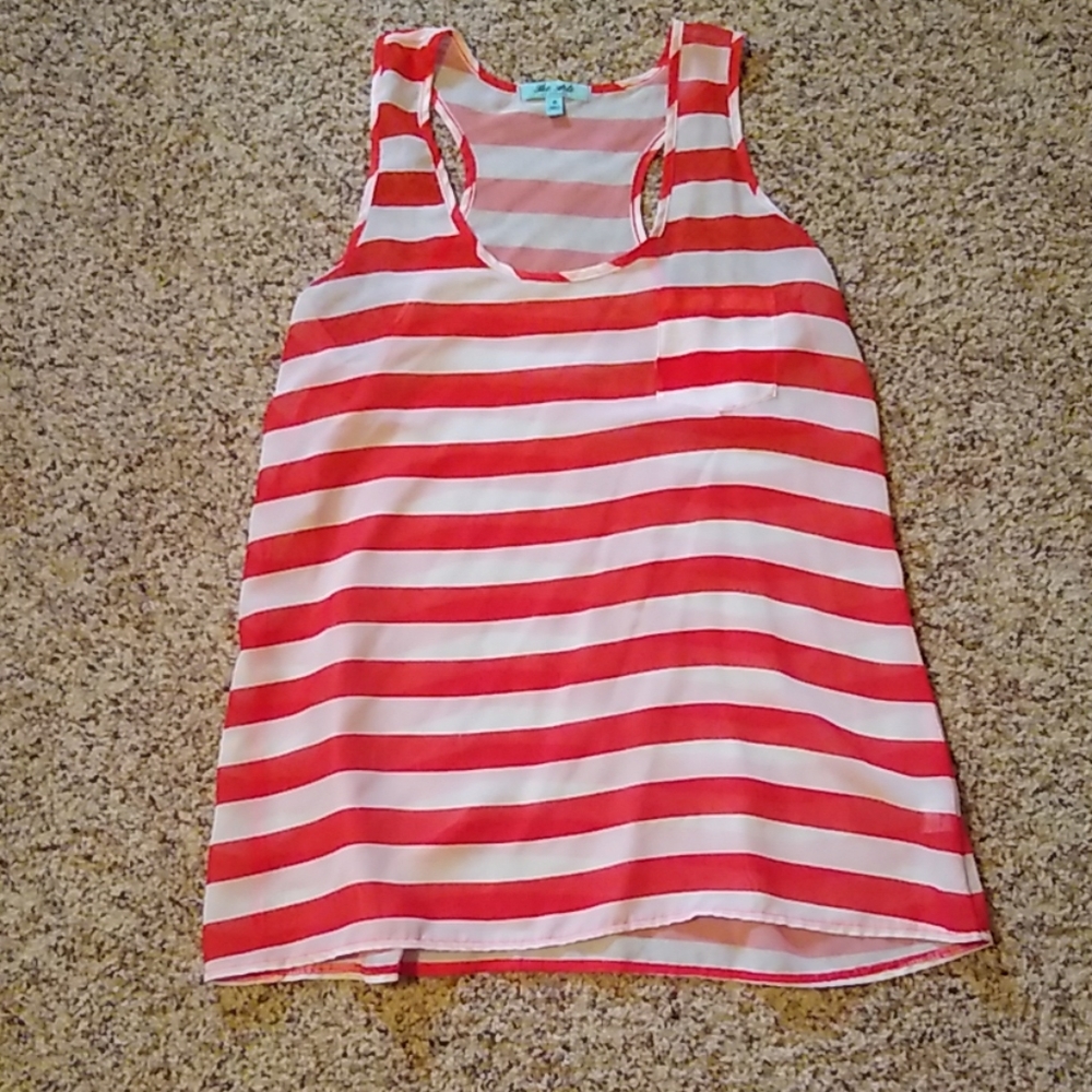 Red and white striped tank